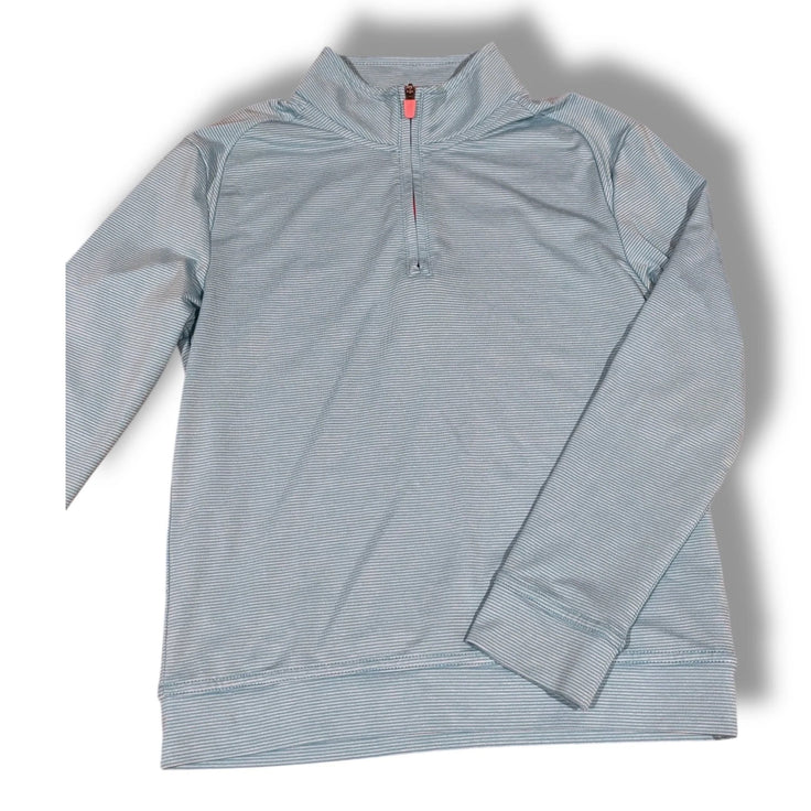 Size 6 Johnnie-O light blue striped performance 1/4 zip w/ pink zipper Default Title / 6 / Boy