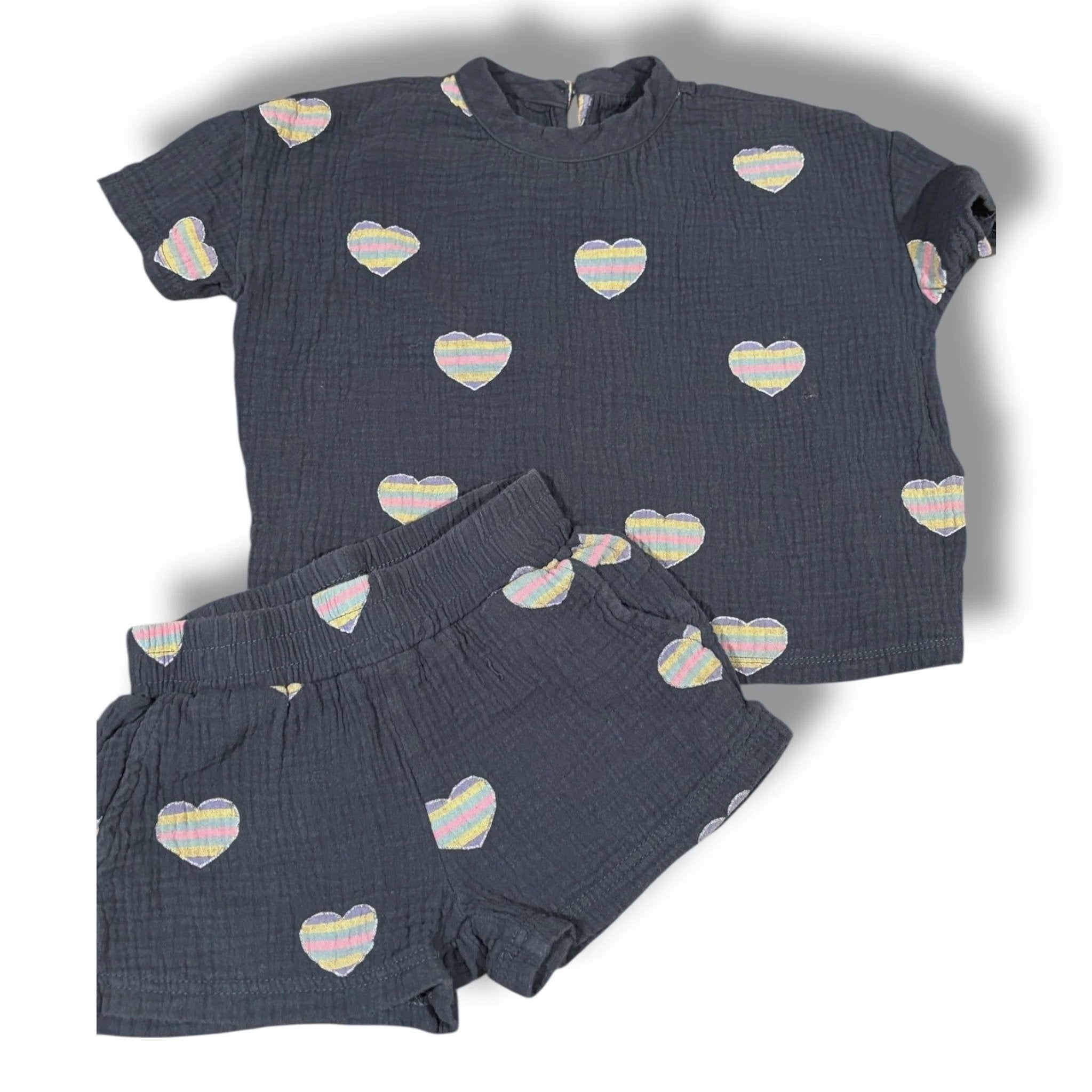 Size 5T Chaser dusty blue set w/ rainbow hearts Default Title / 5 / Girl