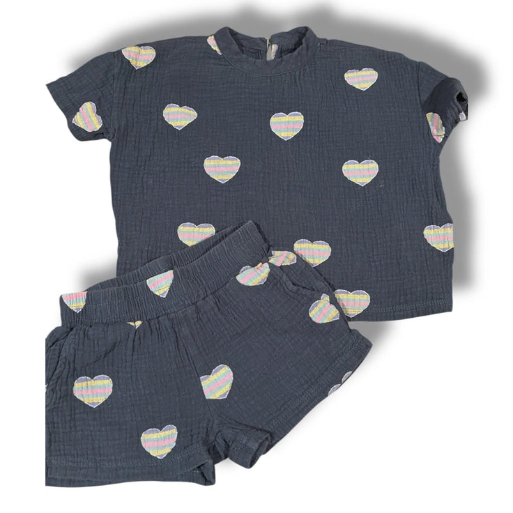Size 5T Chaser dusty blue set w/ rainbow hearts Default Title / 5 / Girl