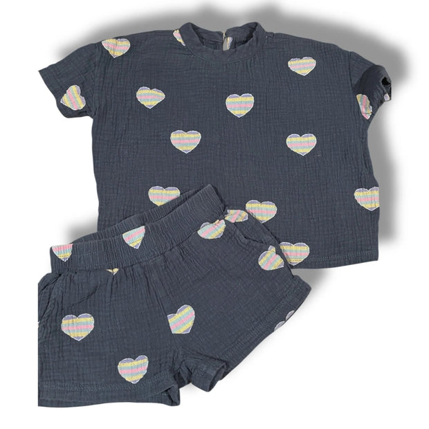 Size 5T Chaser dusty blue set w/ rainbow hearts Default Title / 5 / Girl