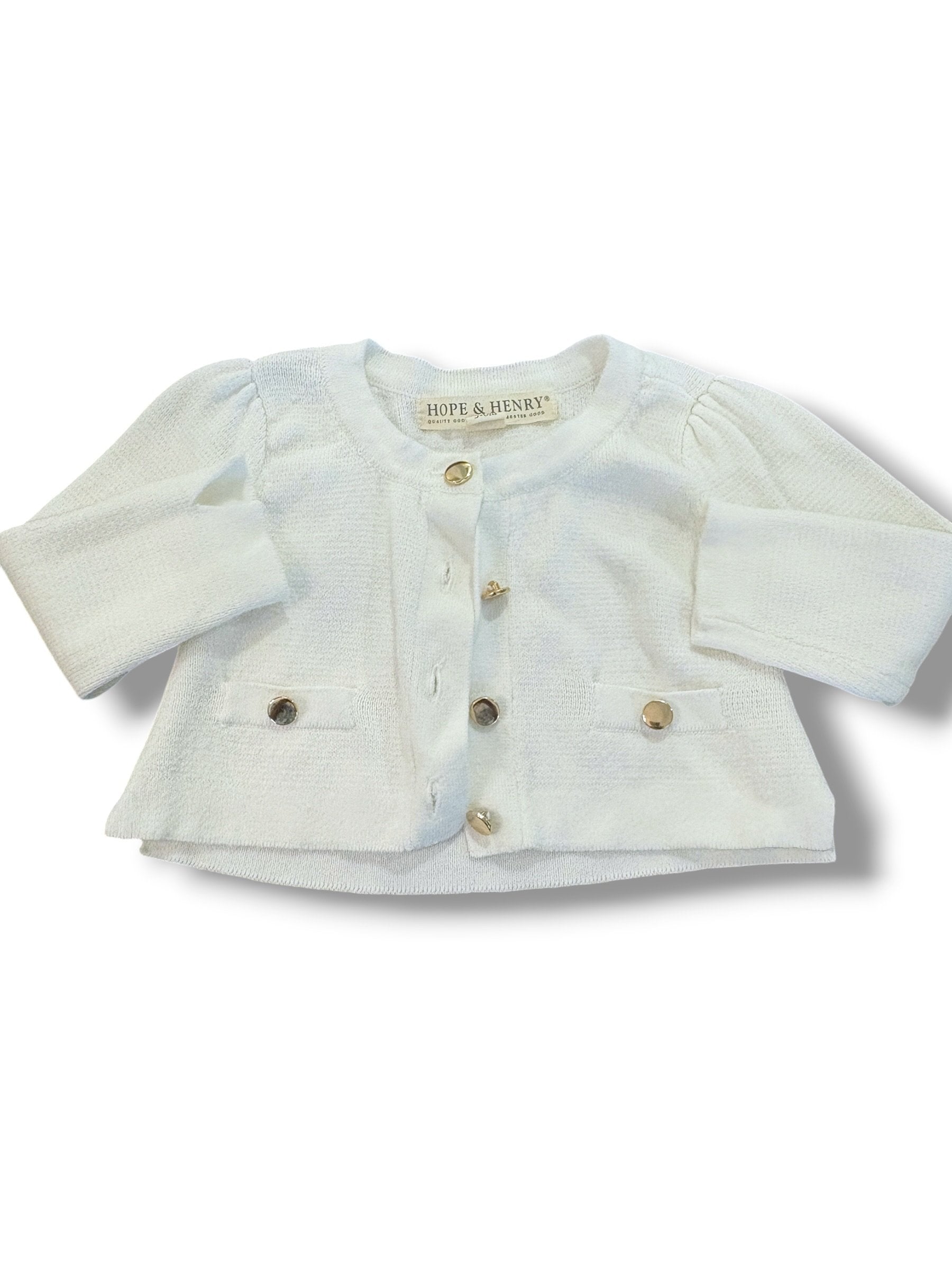 Size 3-6 month Hope & Henry white sweater w/ gold buttons Default Title / 3-6 month / Girl