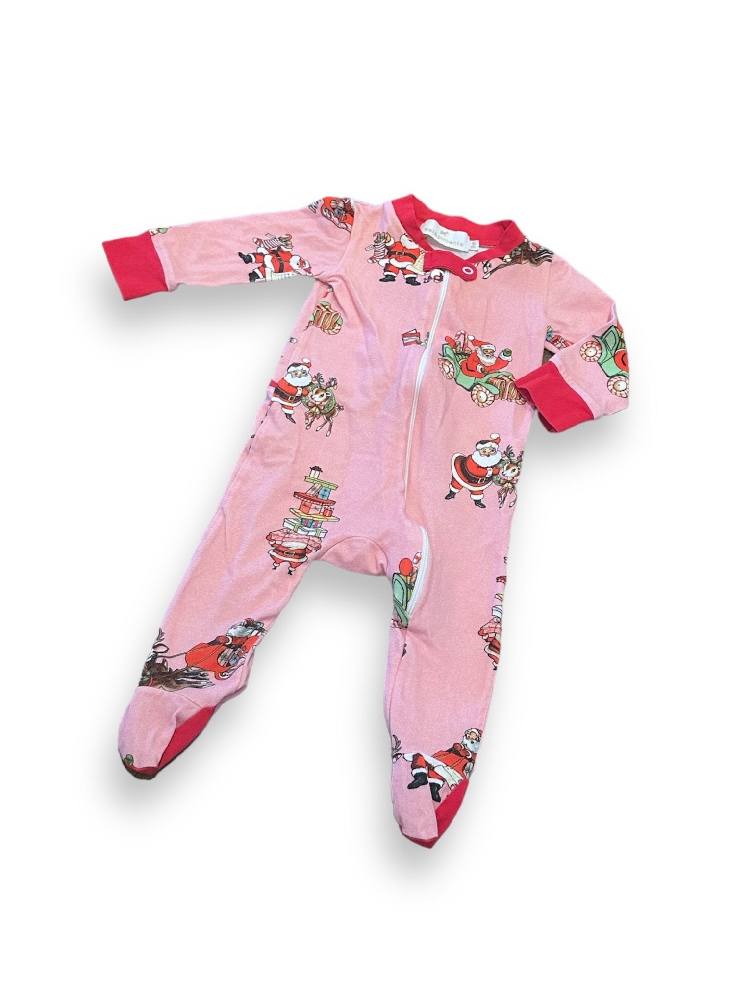 Size 3 month Sal and Pimenta Christmas pink footed sleeper Default Title / 3 / -