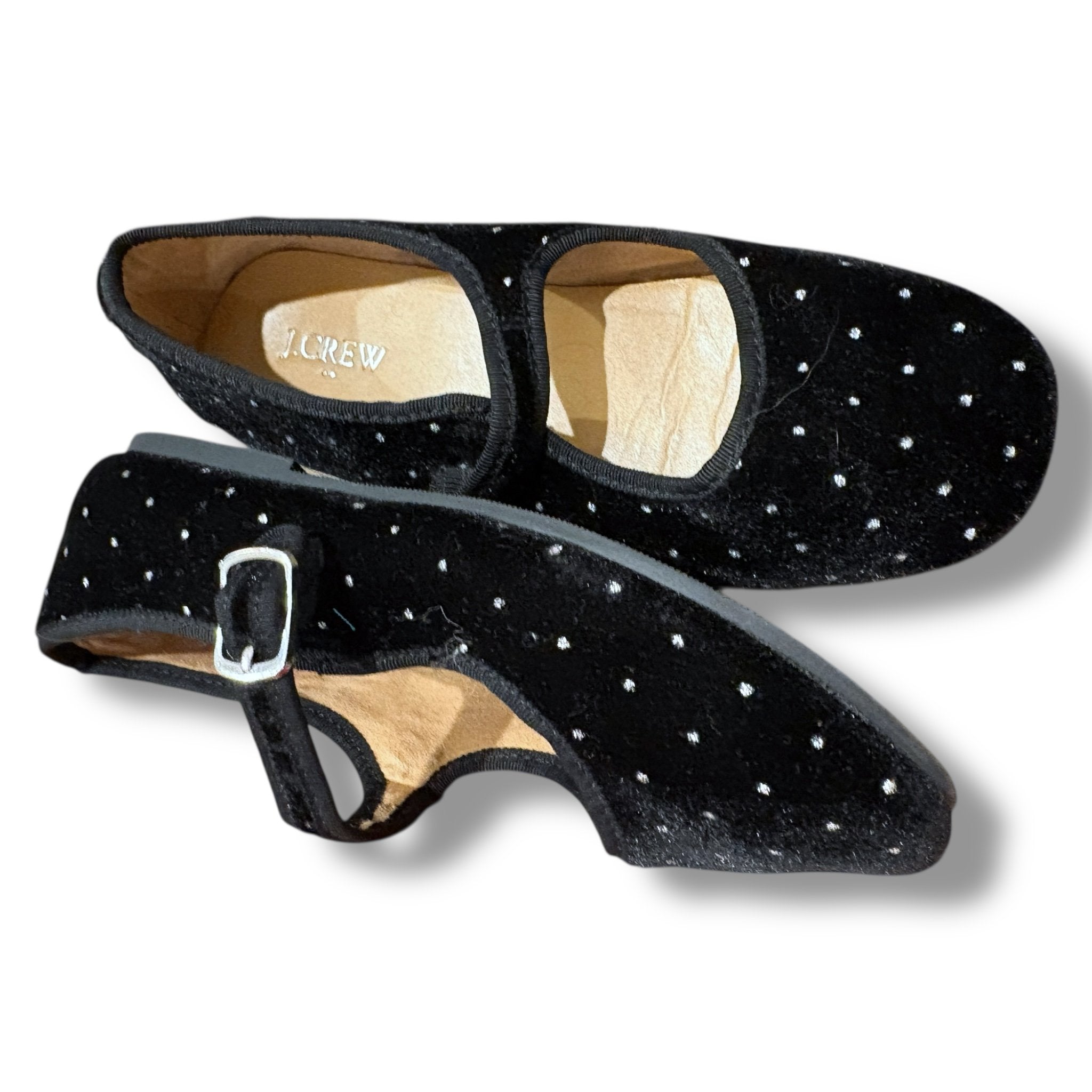Size 2 girls J crew black velvet rhinestone mary janes Default Title / 2 / Girl
