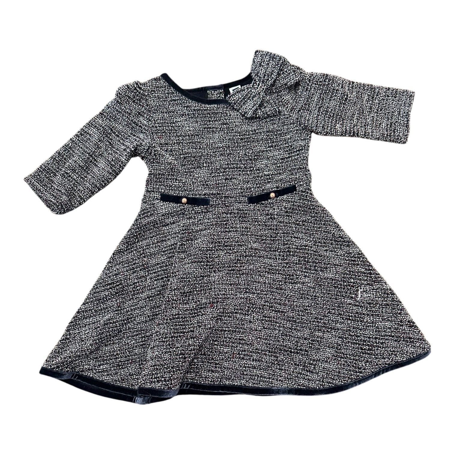 Size 5 Janie and Jack navy/white/red tweed long sleeve dress with gold buttons- mult pulls Default Title / 5 / Girl