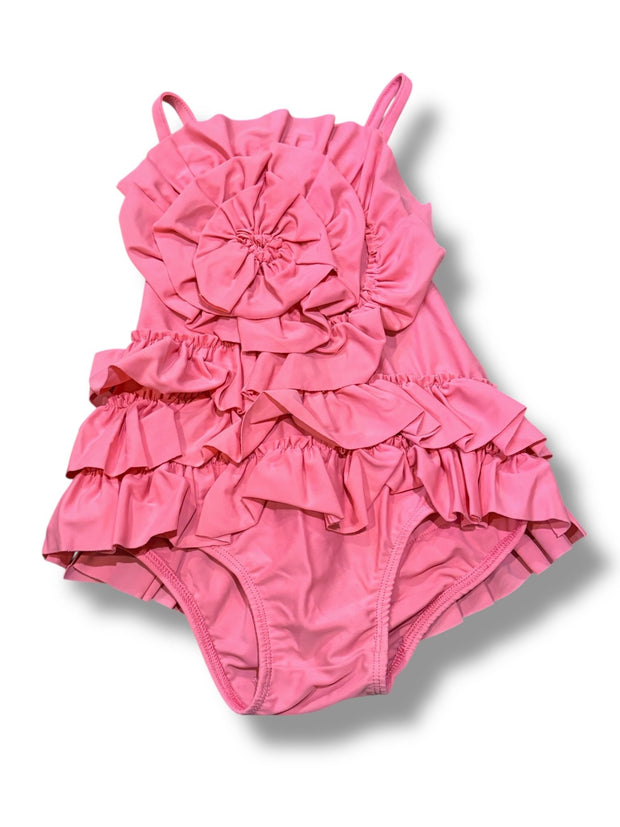 Size 24 month/2T bright pink ruffle swim suit Default Title / 2 / Girl