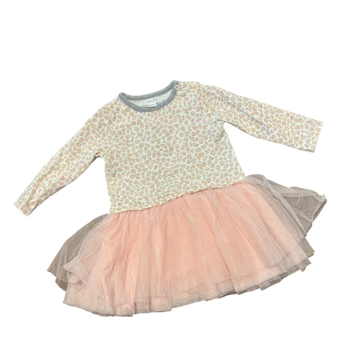 Size 24 month Mudpie light pink leopard dress with tulle skirt Default Title / 2 / Girl