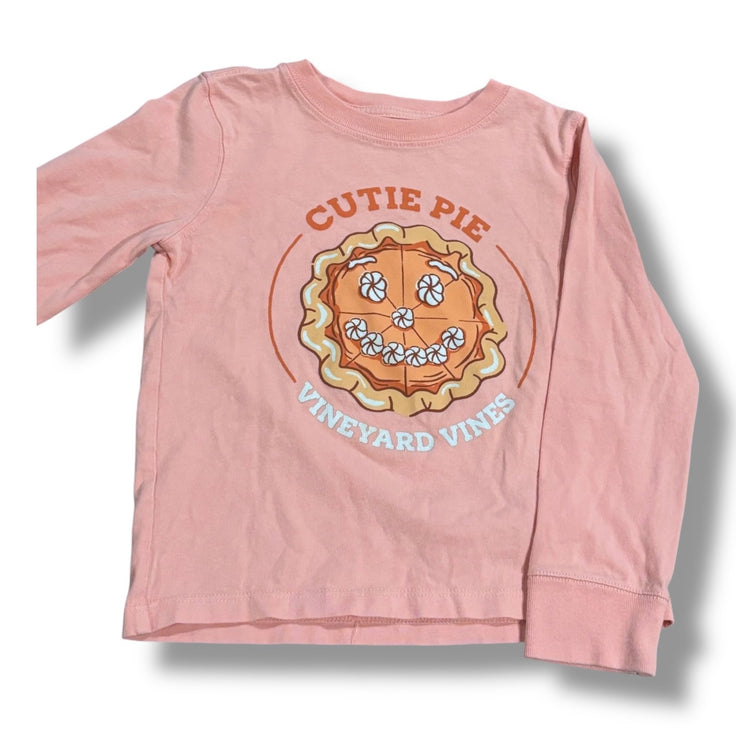 Size 4T Vineyard Vines salmon long sleeve tee w/ pumpkin pie, “Cutie Pie” Default Title / 4 / Girl