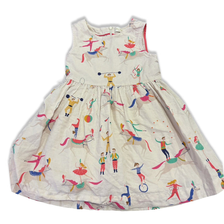 Size 4-5 Boden tan linen dress with circus pictures, missing belt Default Title / 5-Apr / Girl