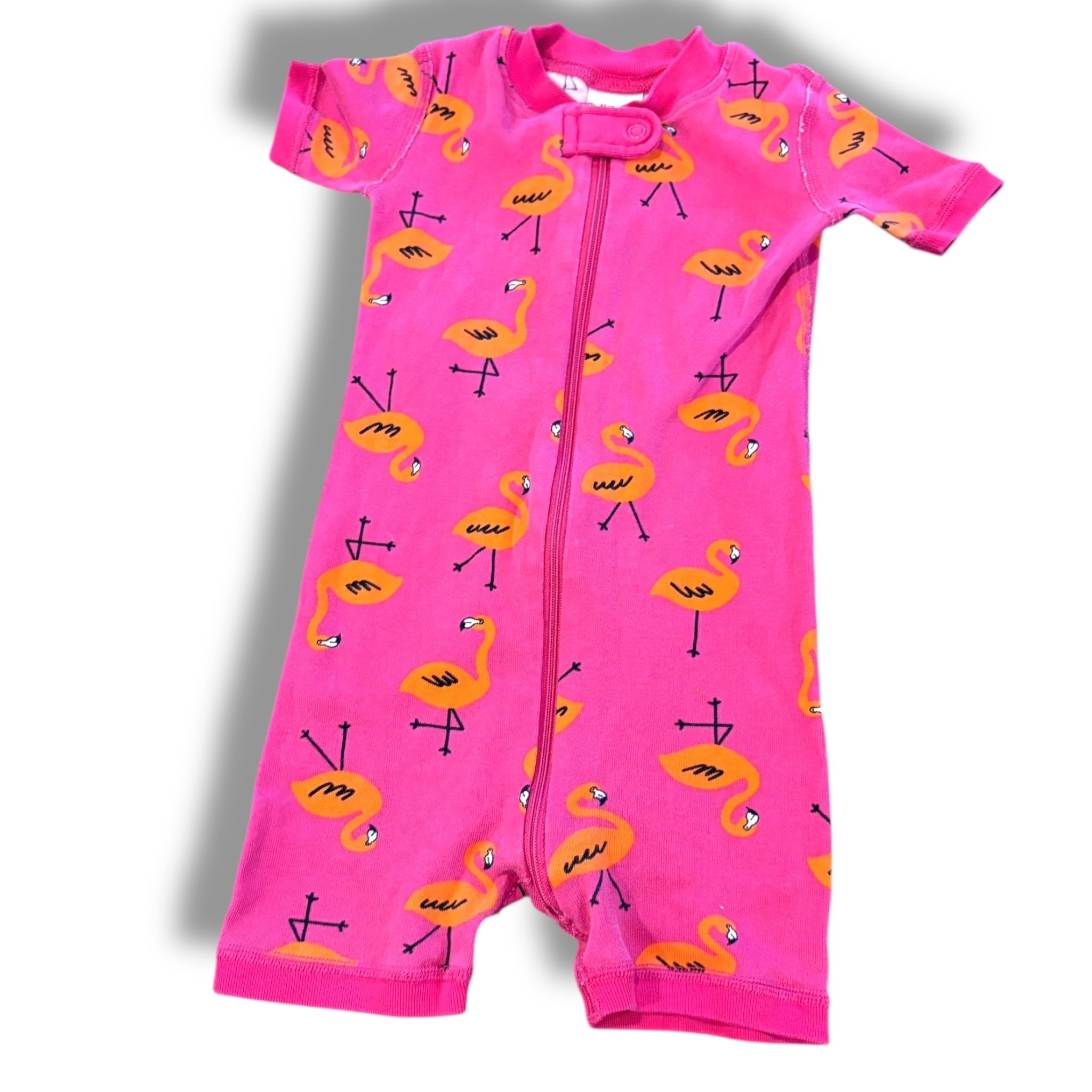 Size 2 Hanna Andersson pink flamingo short zip up pajamas Default Title / 2 / Girl