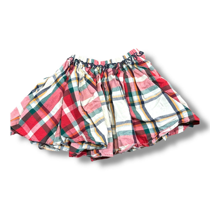 Size 3 Pink Chicken off-white/green/red/yellow plaid pull-on skirt w/ red lining Default Title / 3 / Girl