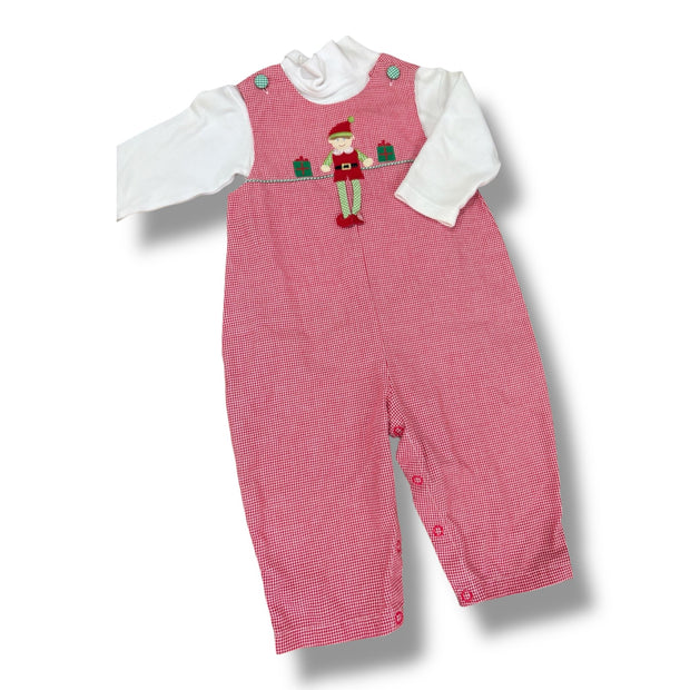 Size 12 month Petit ami red/white longall with elf and white turtleneck Default Title / 12 / Boy