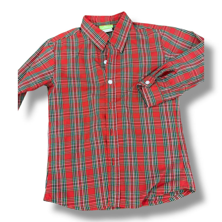 Size 5 Classic whimsy red/dark green/white plaid button up Default Title / 5 / Boy