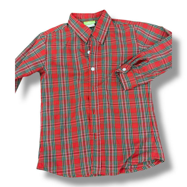 Size 5 Classic whimsy red/dark green/white plaid button up Default Title / 5 / Boy