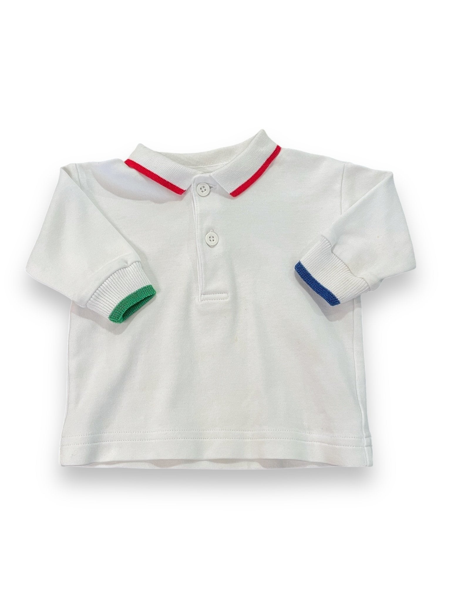 Size 6 month Florence Eiseman white polo with red/navy trim Default Title / 6 month / Boy