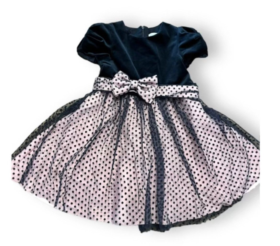 SIze 6 Abel and Lula navy velvet top, navy tulle overlay pink skirt dress, retails $127 Default Title / 6 / Girl