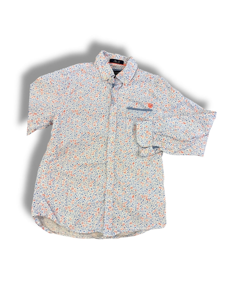 Size 5 Mayoral red/coral and blue floral button up Default Title / 5 / Boy
