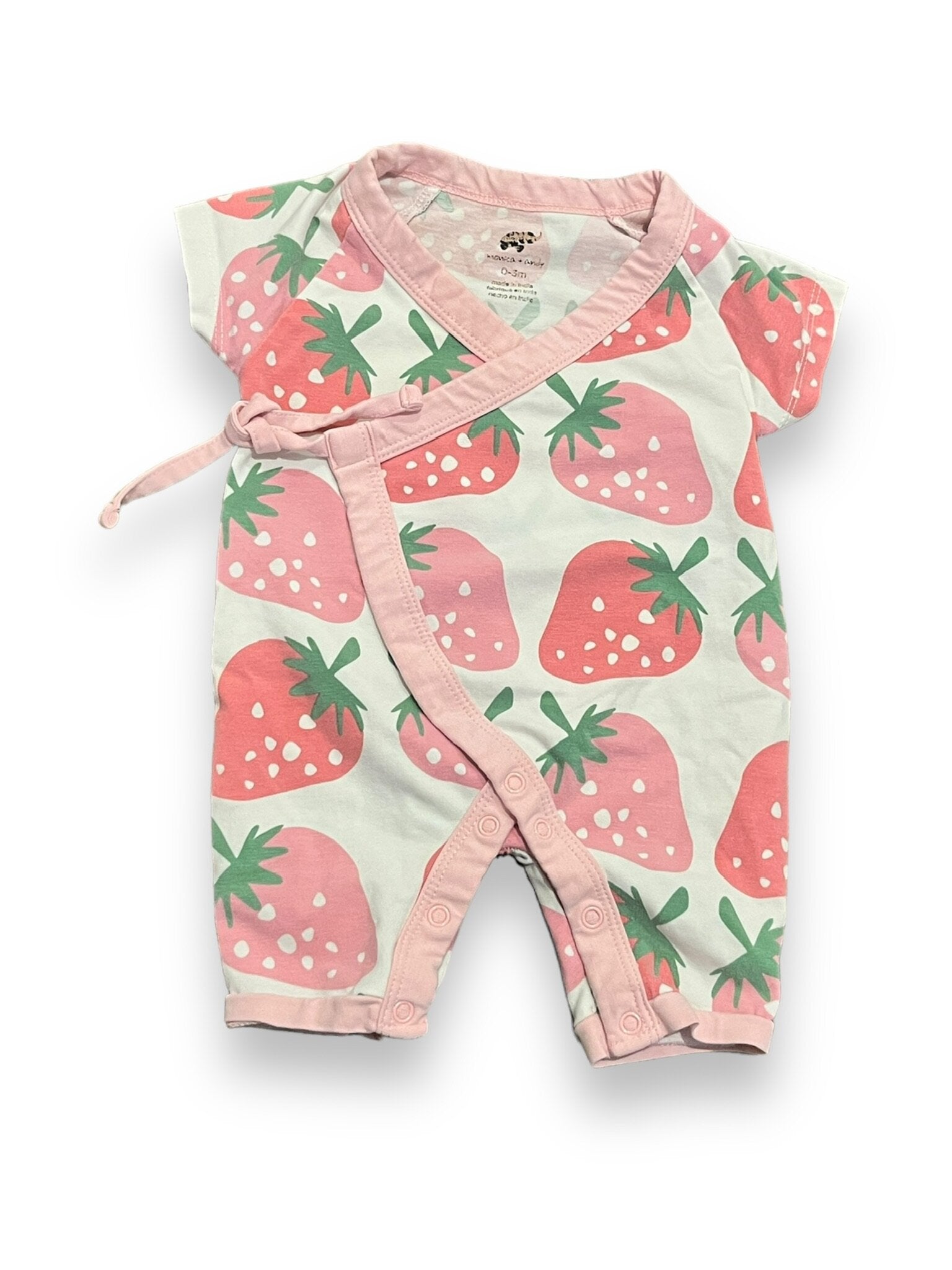 Size 0-3 month Monica and Andy strawberry wrap romper Default Title / 0-3 month / Girl