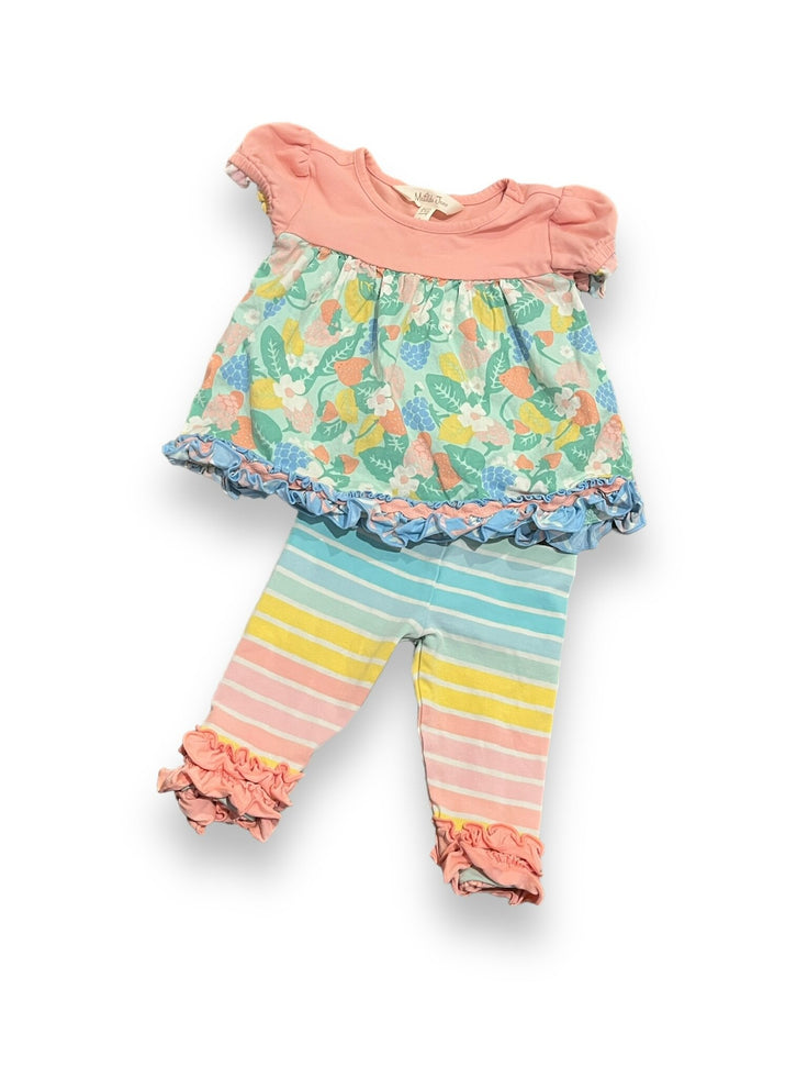 Size 3-6 Matilda Jane rainbow bottoms with pink, green, yellow floral tunic Default Title / 3-6 month / Girl
