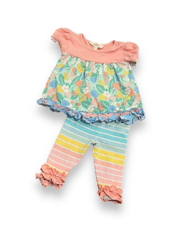 Size 3-6 Matilda Jane rainbow bottoms with pink, green, yellow floral tunic Default Title / 3-6 month / Girl