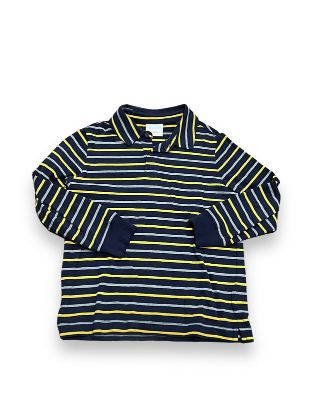 Size 6-7 Hanna Andersson navy stripe long sleeve polo Default Title / 7-Jun / Boy