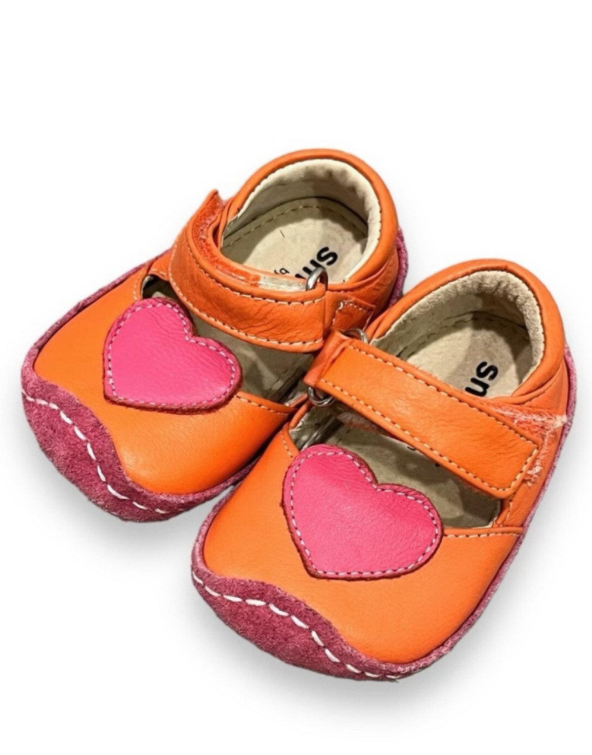 Size 0-6 month Smaller by See Kai run orange, pink heart mary janes, soft sole Default Title / 0-6 month / -