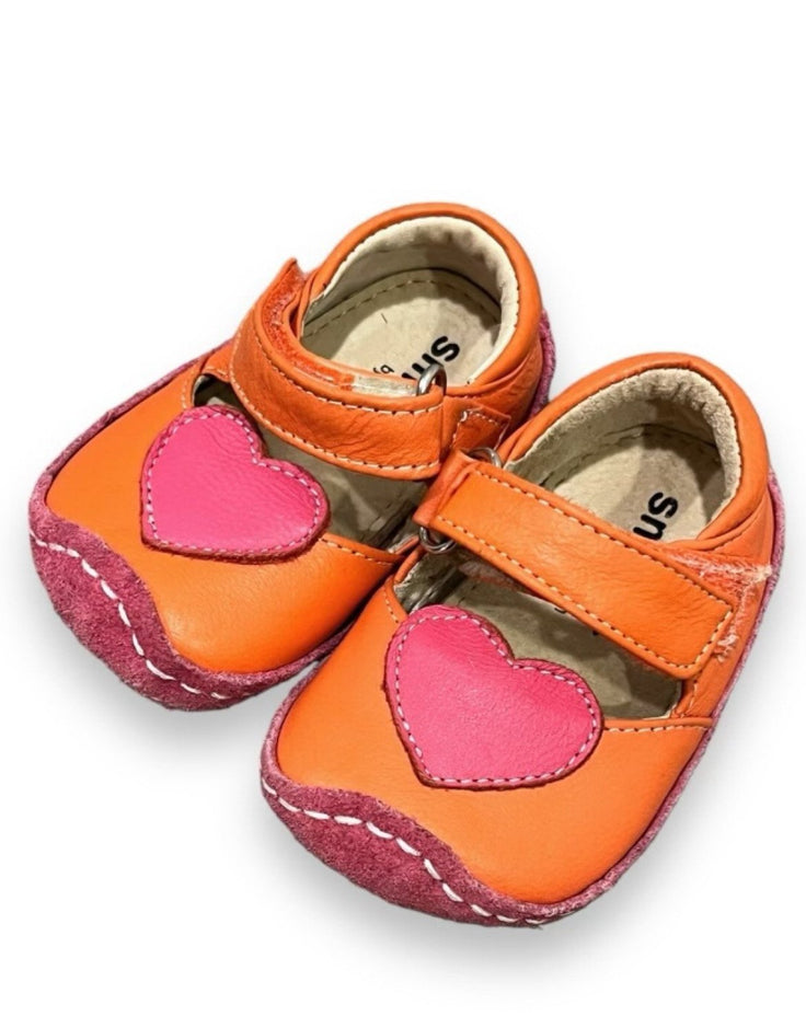 Size 0-6 month Smaller by See Kai run orange, pink heart mary janes, soft sole Default Title / 0-6 month / -