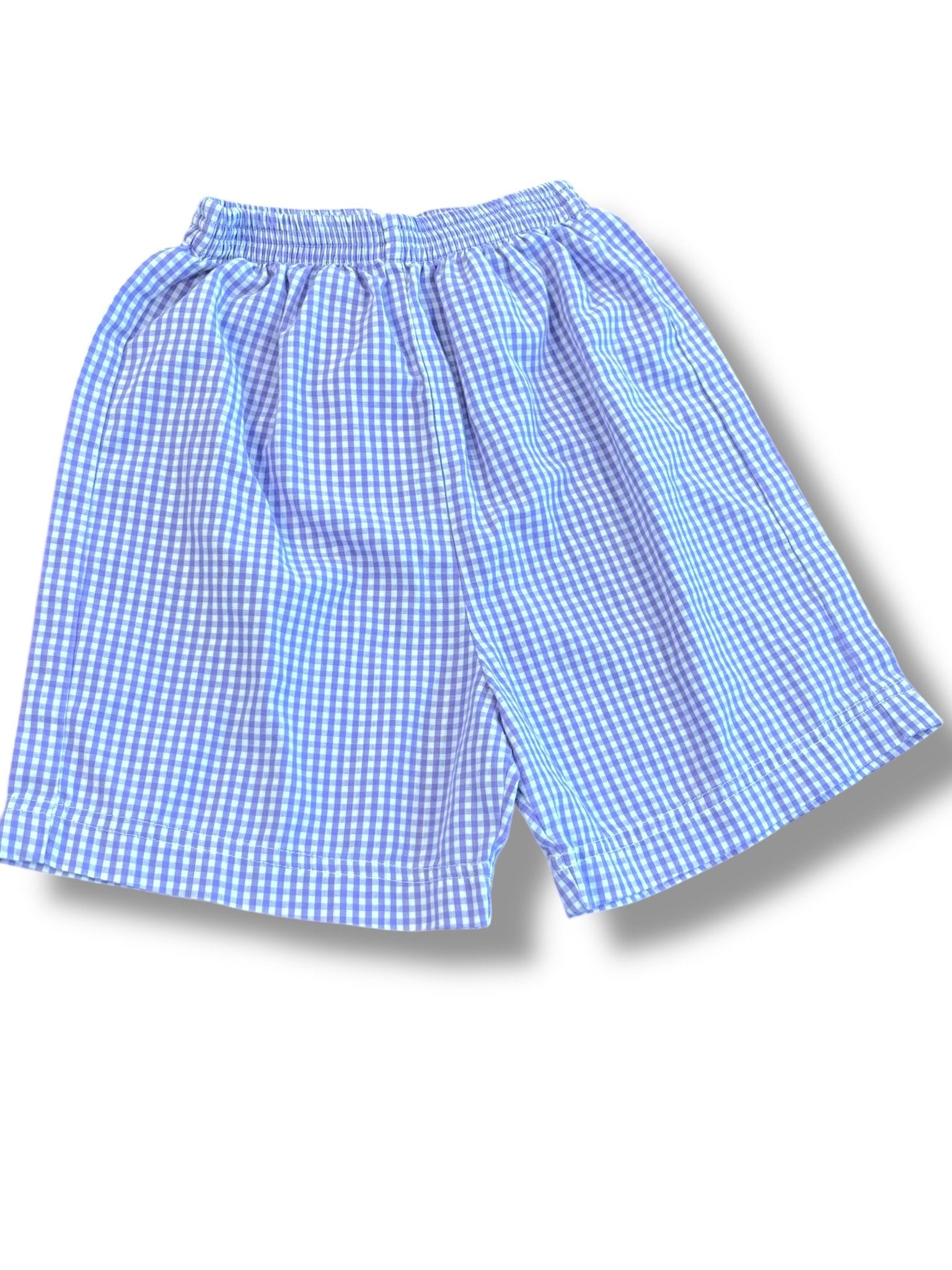Size 5 Velani Classics lavender/white gingham pull-on shorts Default Title / 5 / Boy