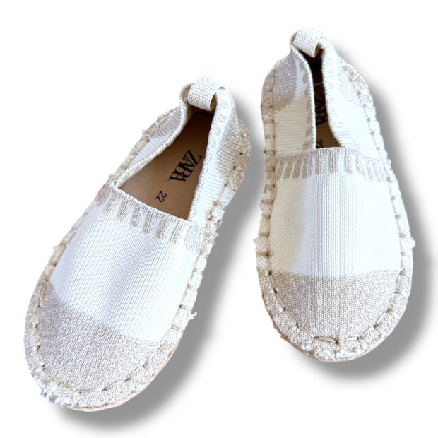 Size 6.5 Zara cream and gold espadrille loafers Default Title / 6.5 / -