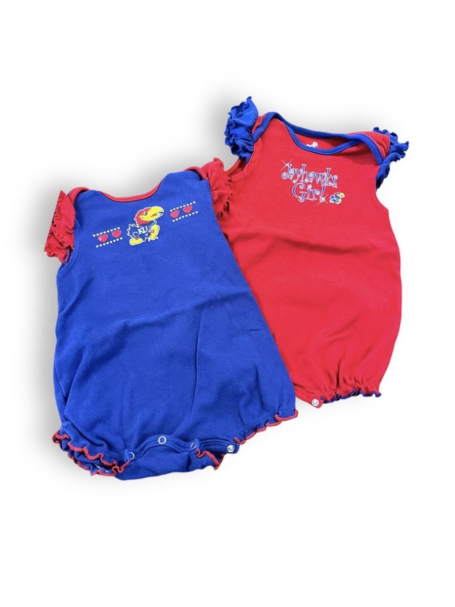 Size 24 month KU Jayhawks girls ruffle rompers- set of 2 Default Title / 2 / -