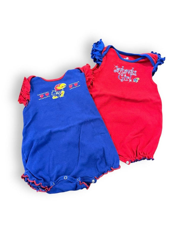 Size 24 month KU Jayhawks girls ruffle rompers- set of 2 Default Title / 2 / -