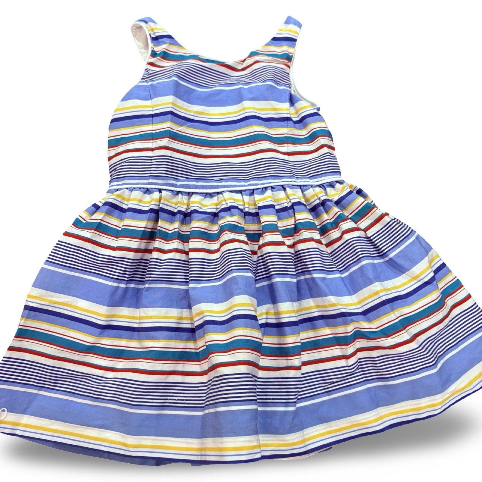 Size 2 Ralph Lauren multicolor stripe dress with white piping and buttons on the back Default Title / 2 / Girl