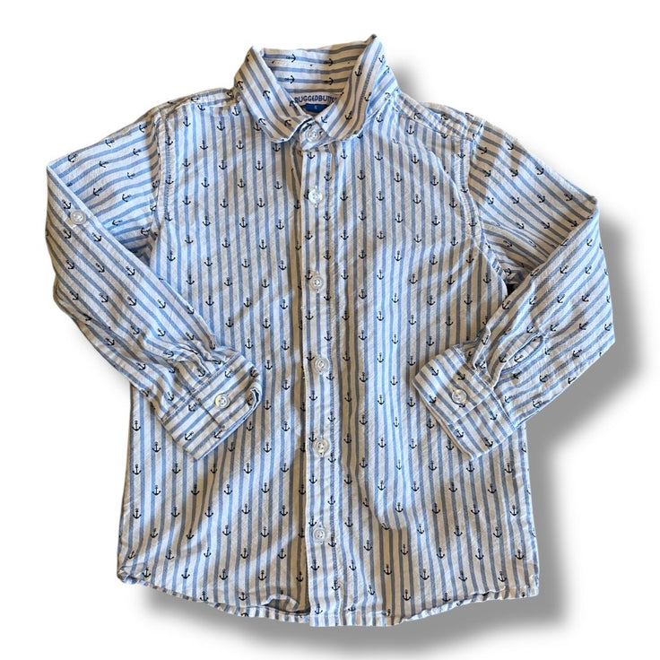 Size 5 Rugged Butts blue and white striped long sleeve with anchors Default Title / 5 / Boy
