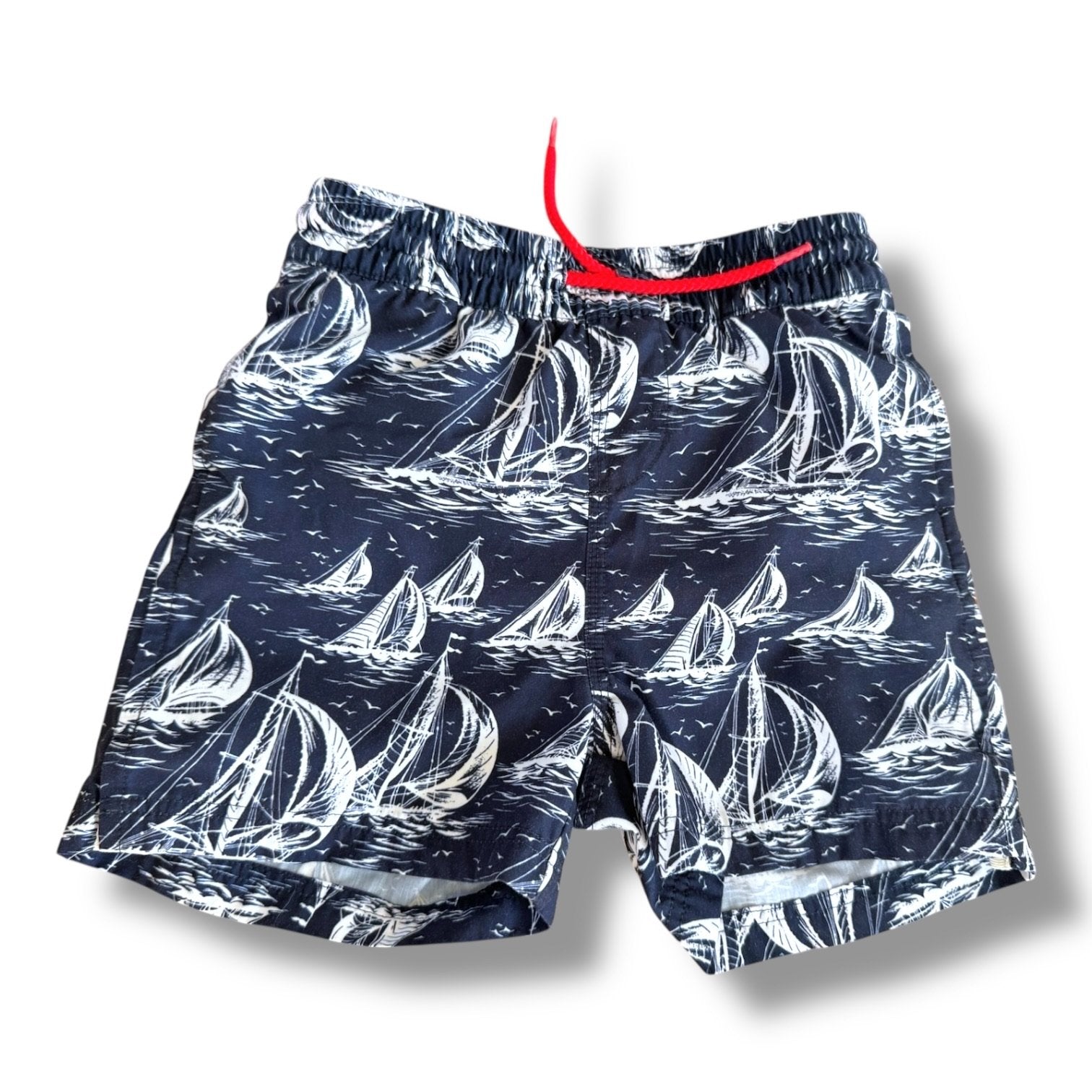 Size 3 TBBC navy swim short with white sail boats Default Title / 3 / Boy