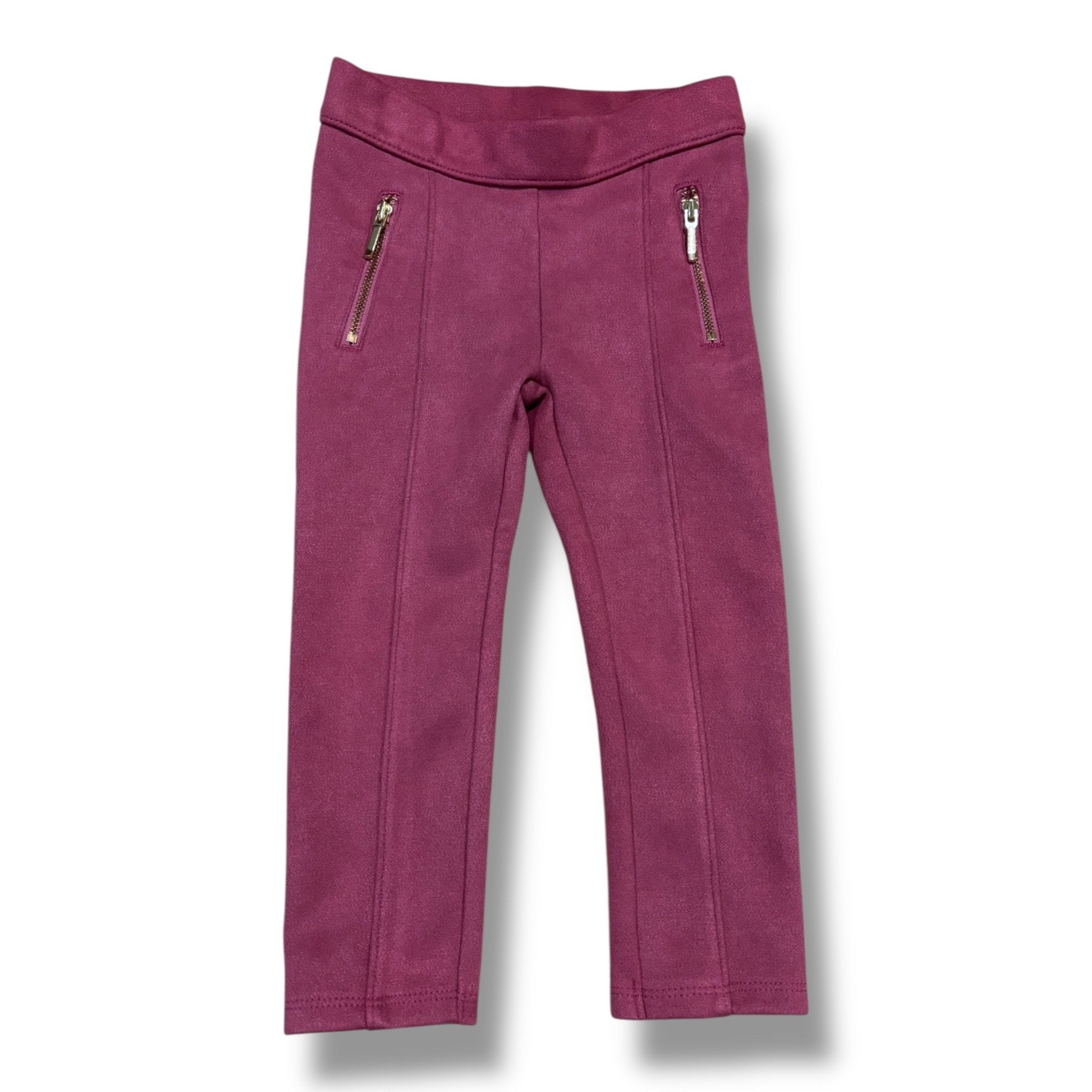 Size 2T Janie and Jack plum faux suede leggings w/ gold zipper pockets Default Title / 2 / Girl