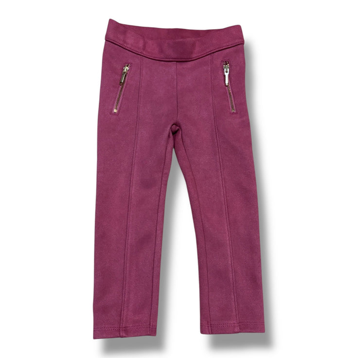 Size 2T Janie and Jack plum faux suede leggings w/ gold zipper pockets Default Title / 2 / Girl
