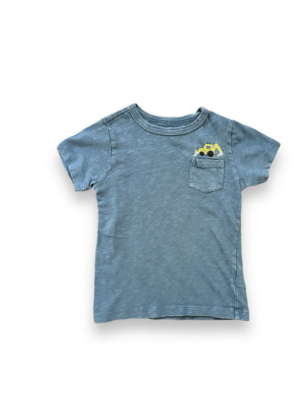 Size 3 Crewcuts blue slub tee with embroidered excavator Default Title / 3 / Boy