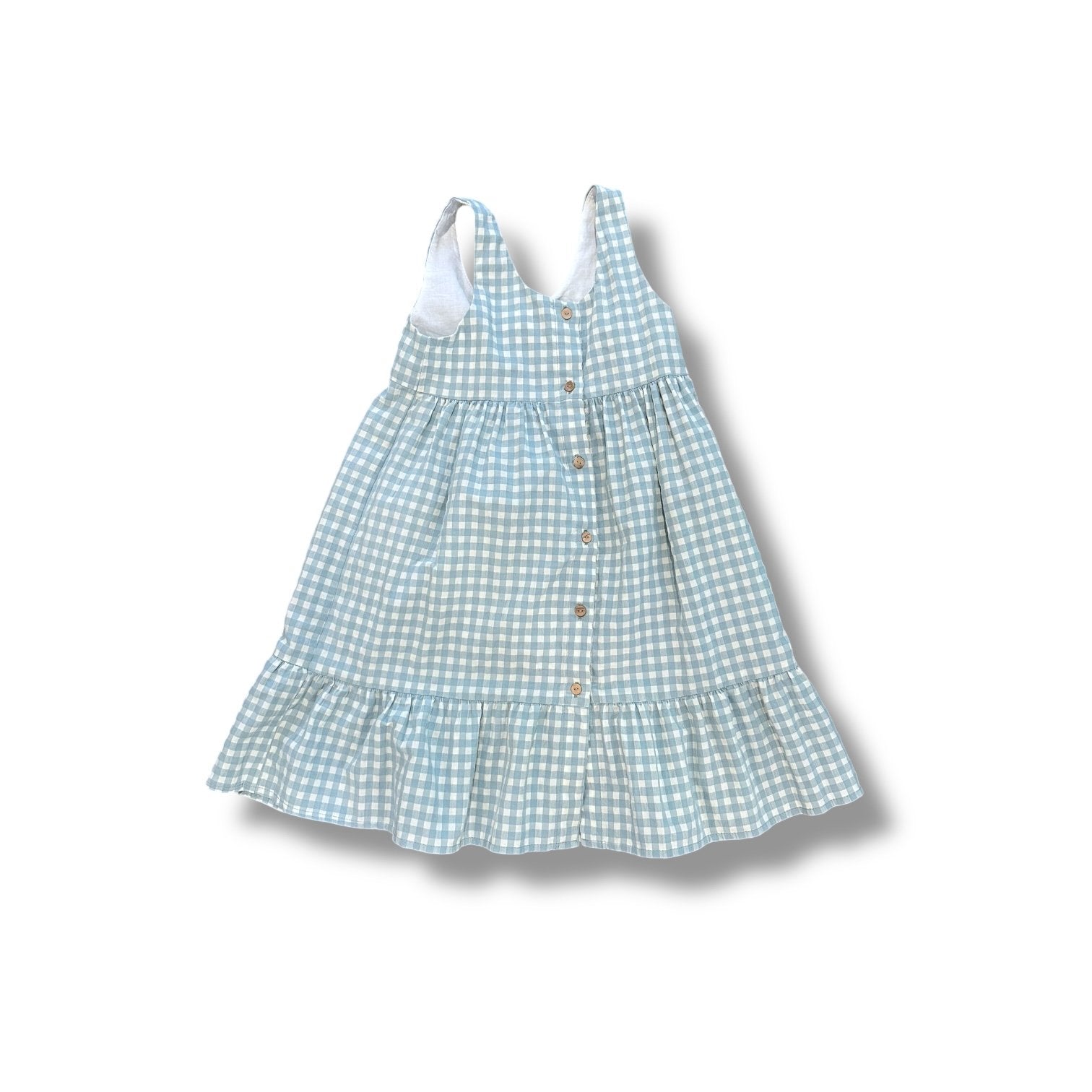 Size 4/5 Zara blue/white gingham dress with wooden button down front Default Title / 5-Apr / Girl