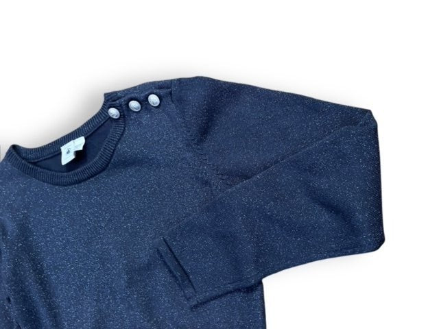 Size 12 Petit Bateau navy shimmer pleated sweater dress Default Title / 12 / Girl