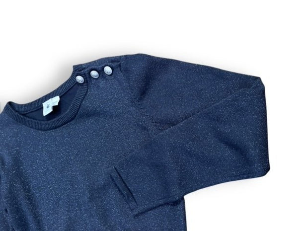 Size 12 Petit Bateau navy shimmer pleated sweater dress Default Title / 12 / Girl