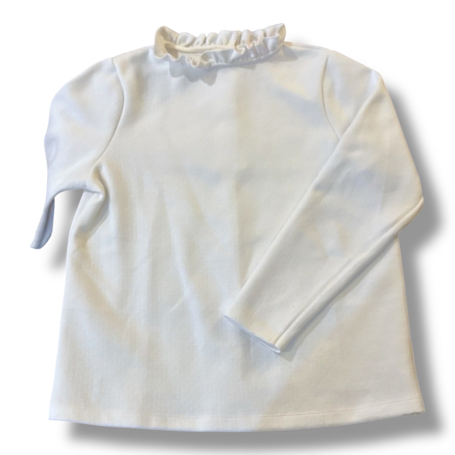 Size 12 Bisby white high-neck structured cotton long-sleeve Default Title / 12 / Girl