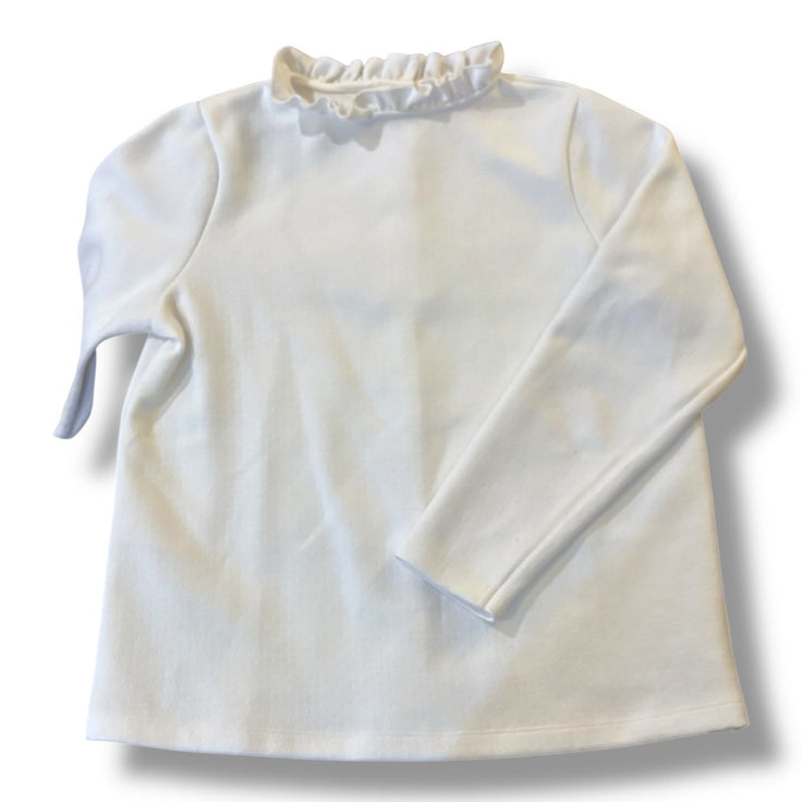 Size 12 Bisby white high-neck structured cotton long-sleeve Default Title / 12 / Girl