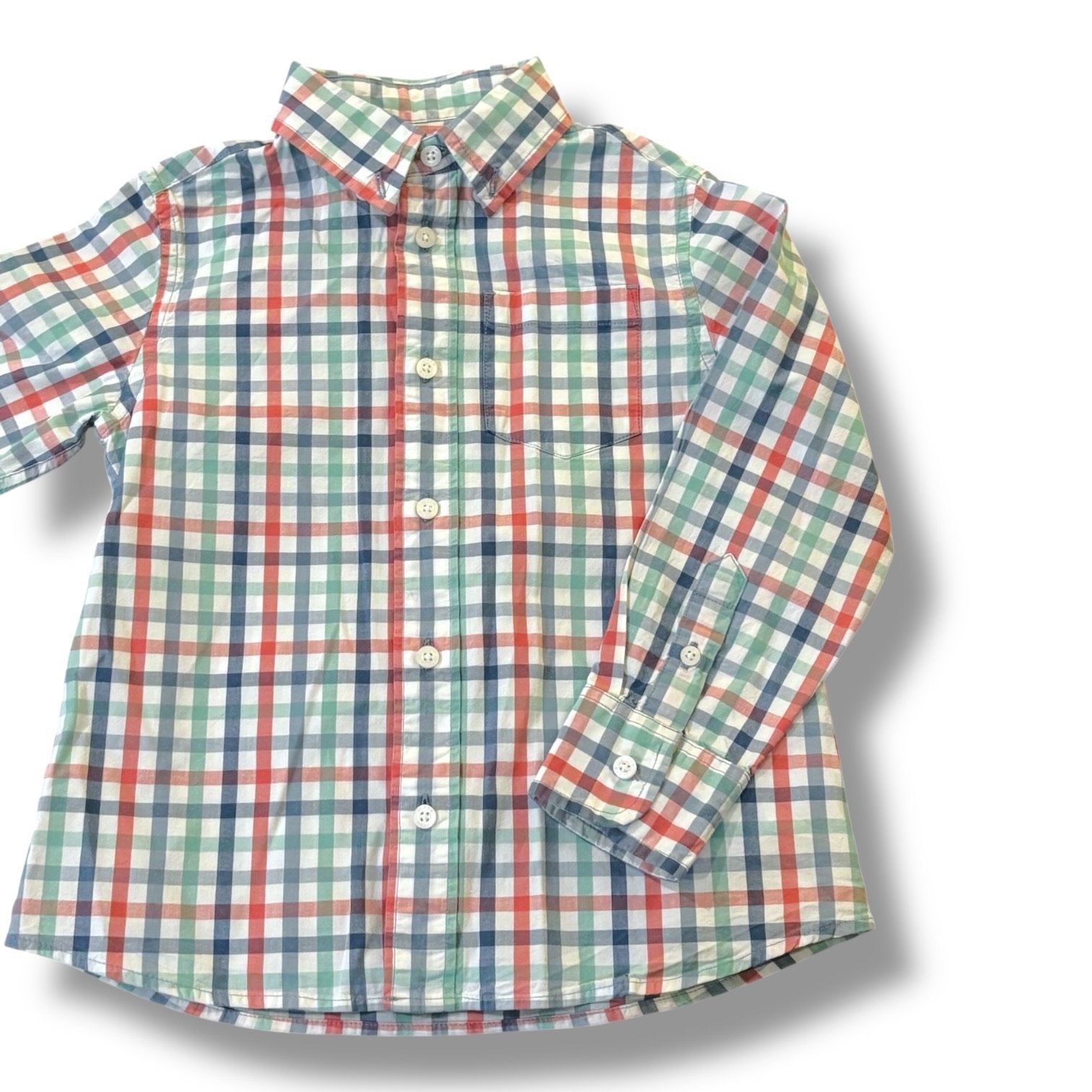 Size 4-5 Crewcuts muted red/green/blue plaid button-up shirt Default Title / 5-Apr / Boy