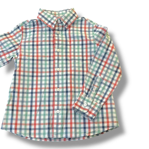 Size 4-5 Crewcuts muted red/green/blue plaid button-up shirt Default Title / 5-Apr / Boy