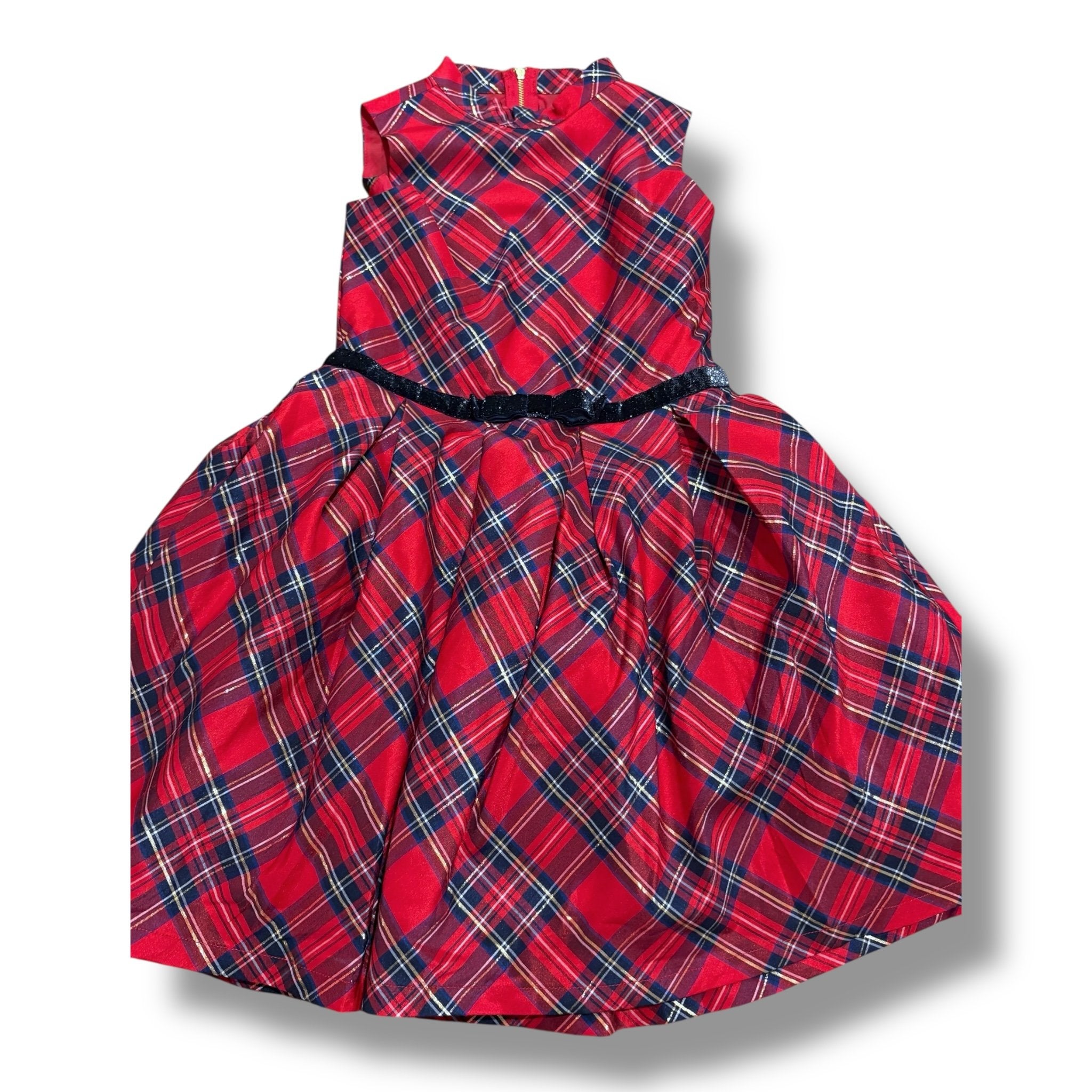 Size 10 American Girl red plaid dress w/ black sparkly belt Default Title / 10 / Girl