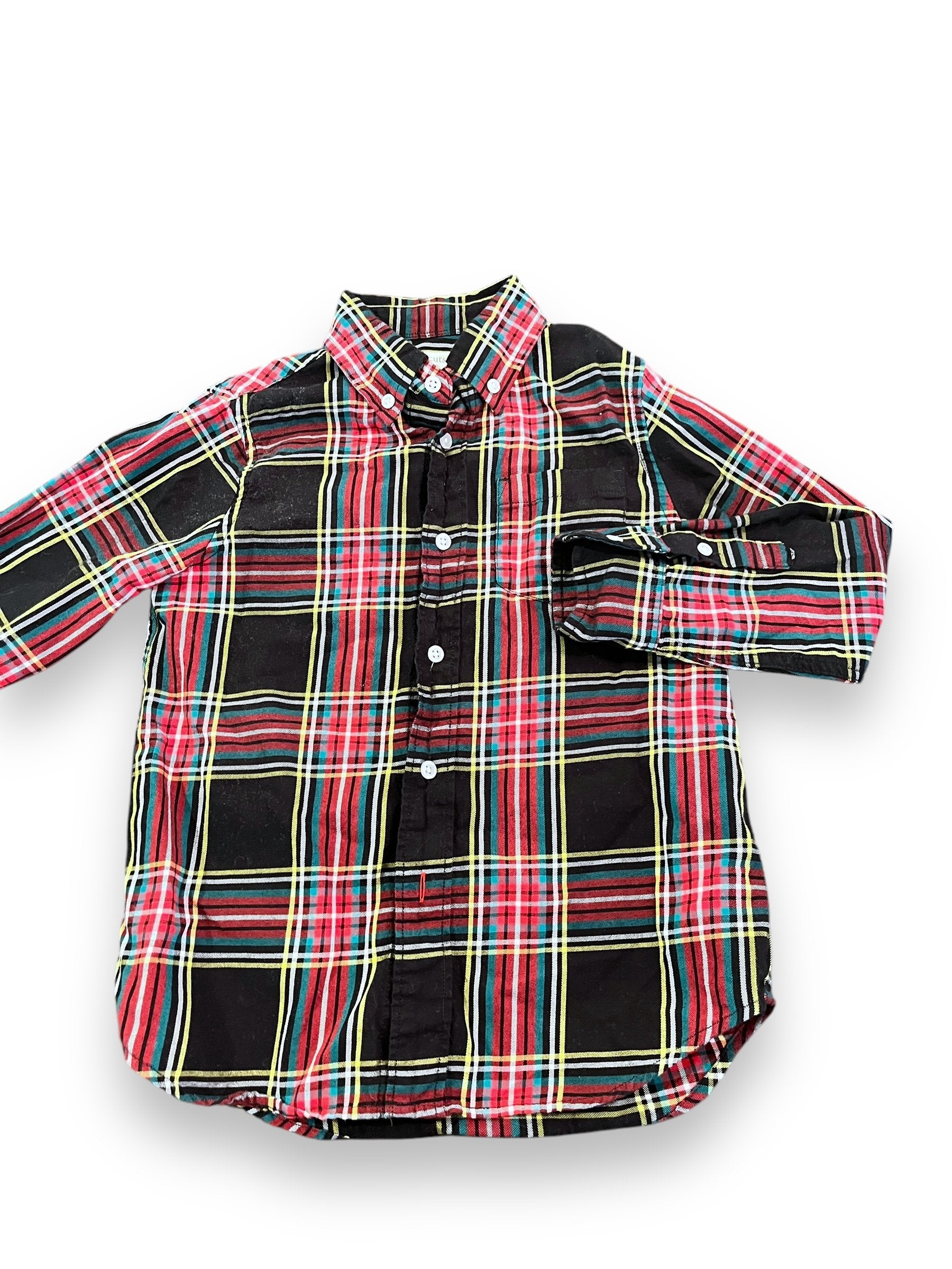 Size 4-5 Crewcuts black tartan plaid button down shirt Default Title / 5-Apr / Boy