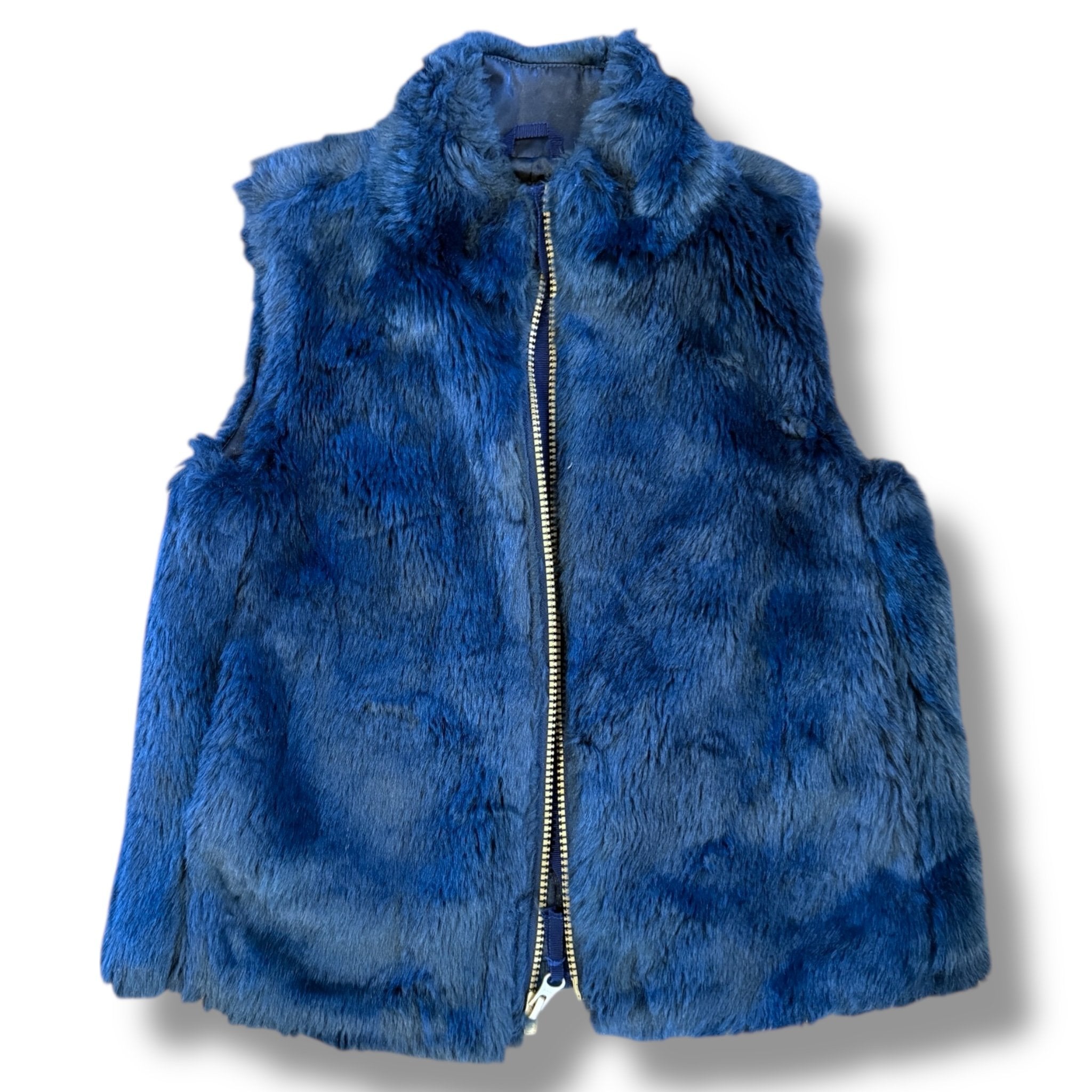 Size 6-7 Crewcuts navy faux fur zip up vest Default Title / 7-Jun / Girl