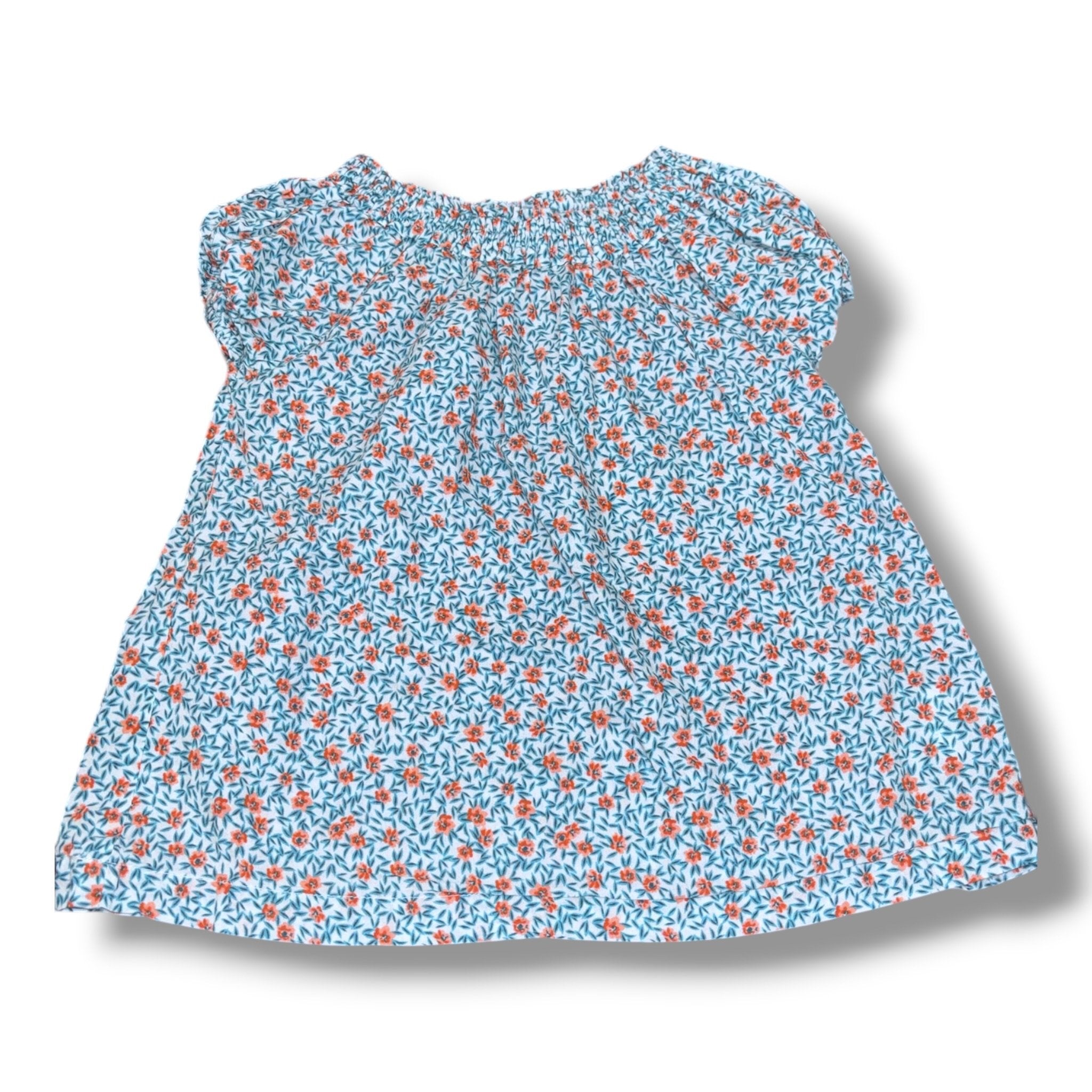 Size 12 month Bonheur Du Jour white smocked dress w/ pink/blue flowers Default Title / 12 / Girl