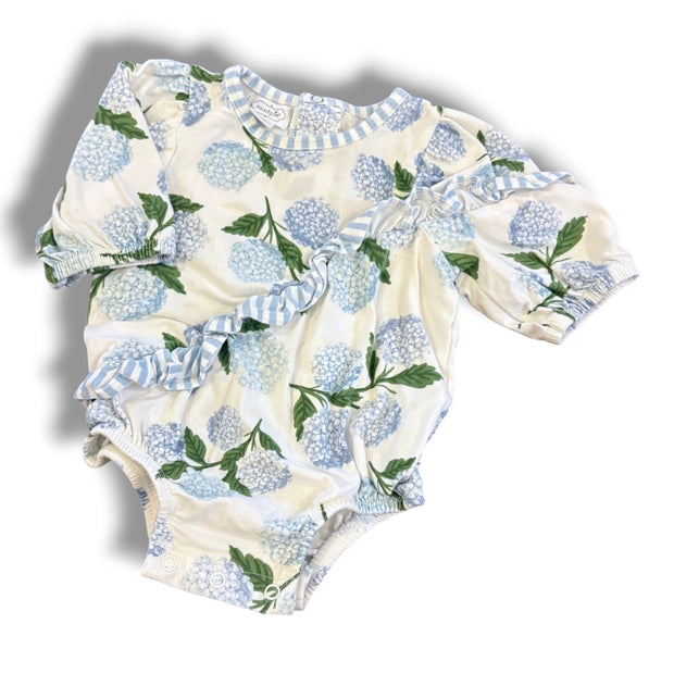 SIze 3-6 month mudpie white onesie with blue flowers and ruffles Default Title / 3-6 month / Girl
