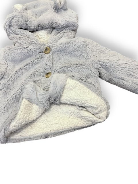 Size 12 month Nordstrom grey faux fur coat, sherpa lined, hood with ears, button up coat Default Title / 12 / Boy