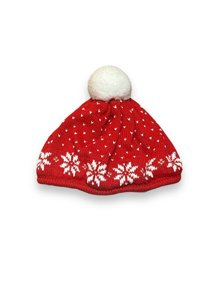 Size 4 to 5 Janie and Jack red snowflake beret with white pom pom Default Title / 4 / -